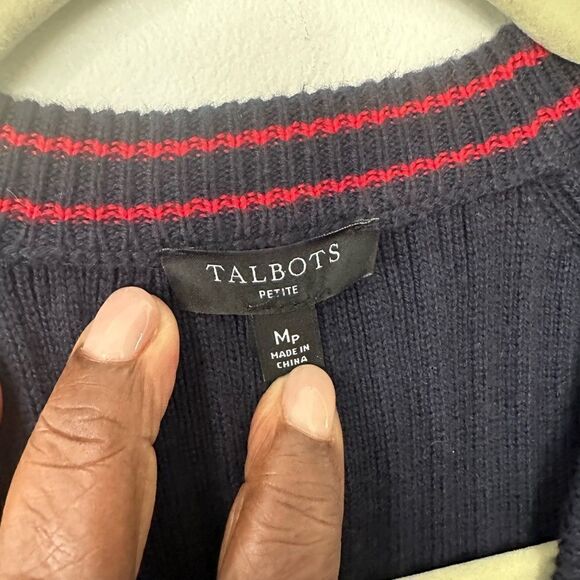 Talbots RWB Nautical Cardigan Sweater MP - Picture 5 of 6